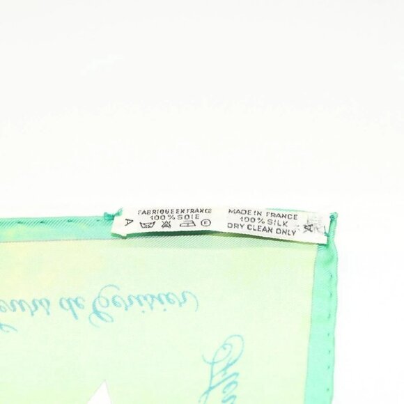 Share HERMES Carre 90 Scarf ""Fleurs de L'Opera"" Silk Green Auth ki5895 - Picture 16 of 16
